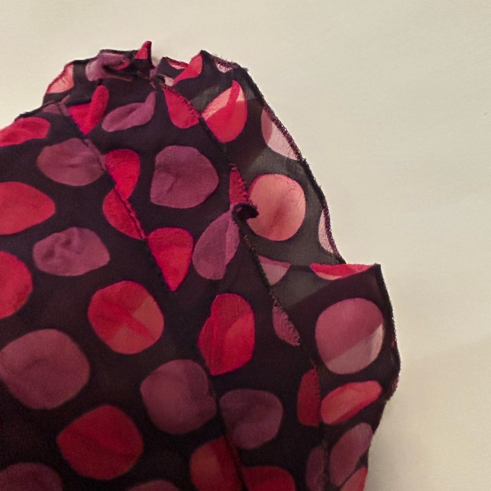 CHANEL Sheer Purple and Pink Polka Dot Silk blouse - Picture 7 of 12